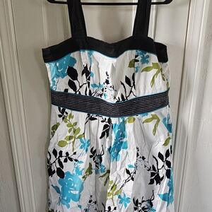 DressBarn Midi Dress with Blue and Green Floral Design